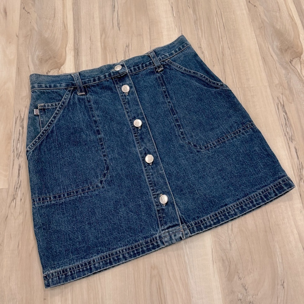 Vintage Quizz N.Y. Front Button Mini Jean Skirt